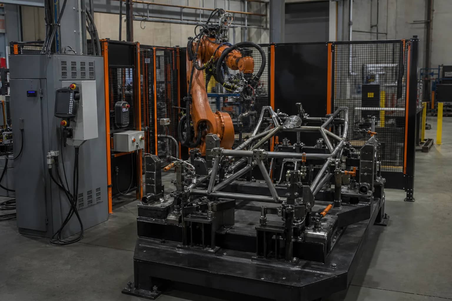 Custom Welding Fixture integrated with adjacent cell equipment