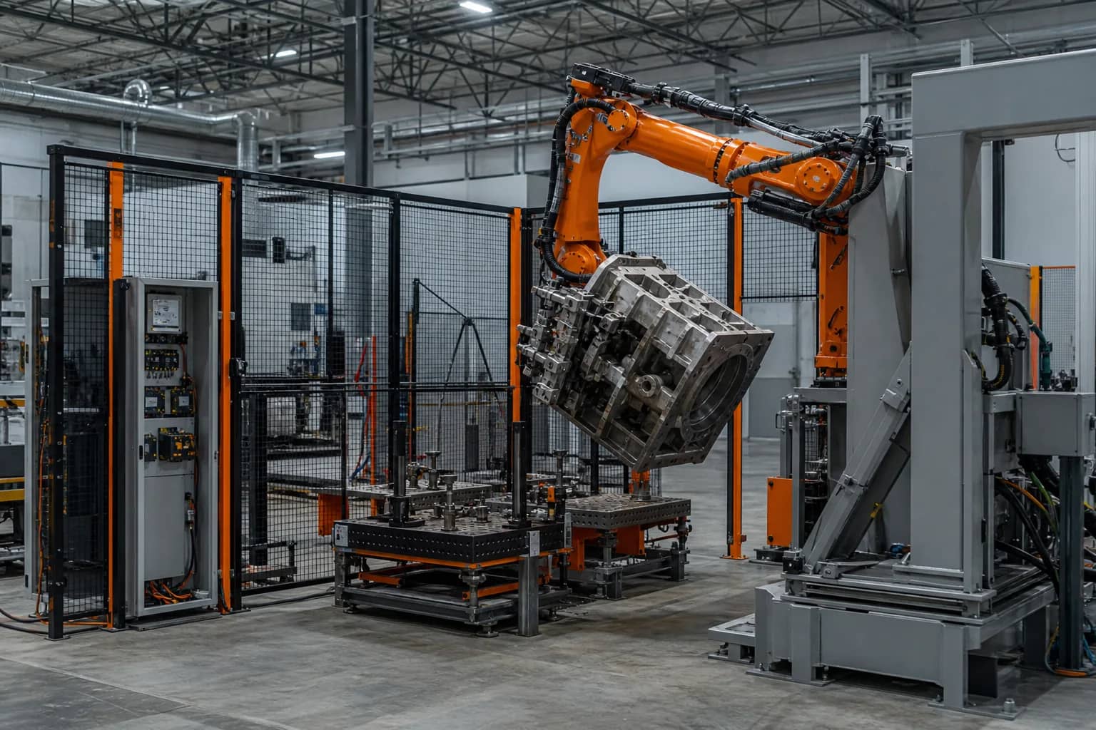 Yaskawa GP180 Heavy Handling Platform integrated with adjacent cell equipment